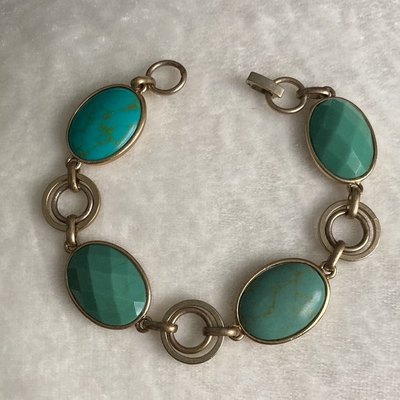 Liz Claiborne Teal and Gold Bracelet - Picture 1 of 6